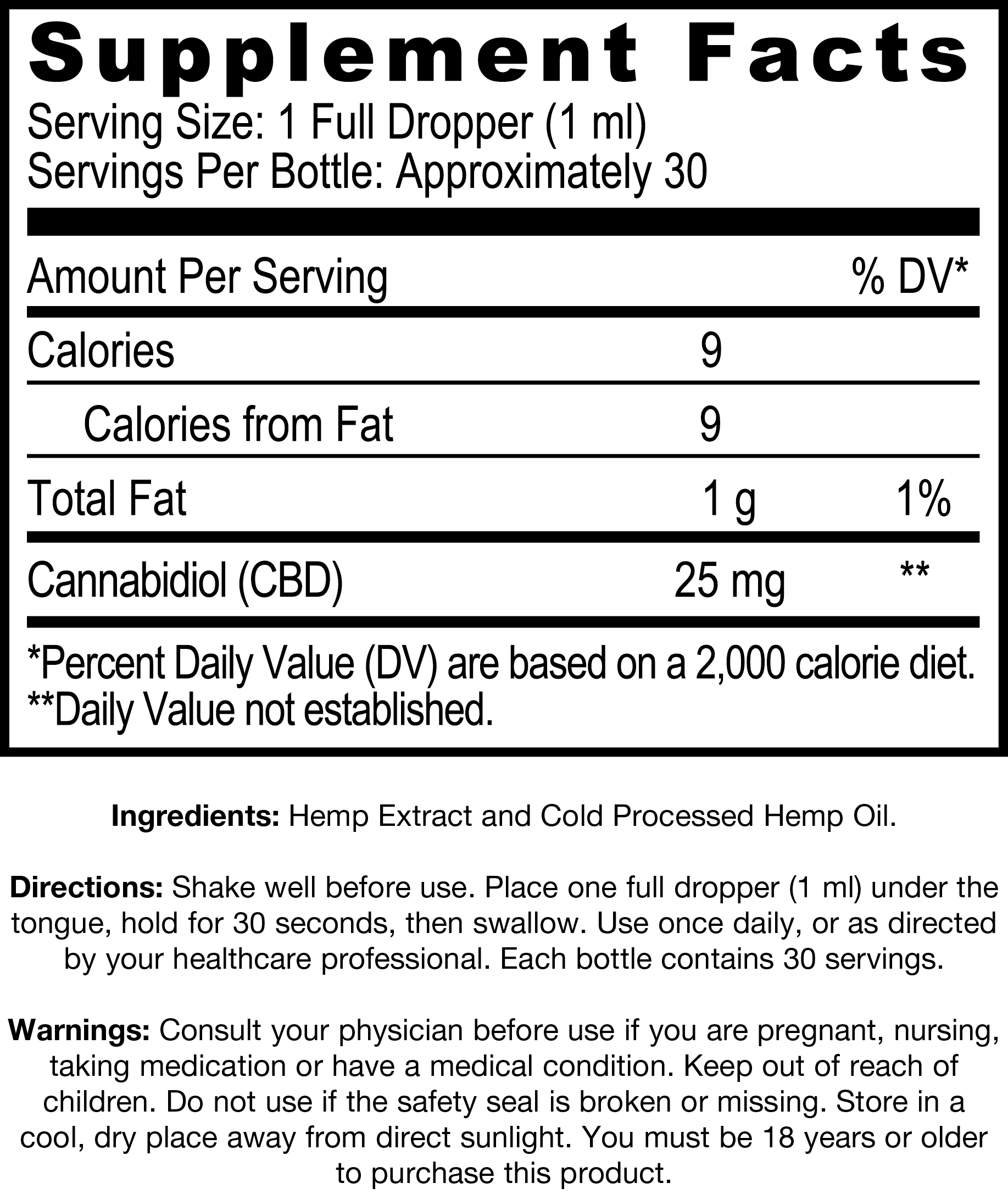 CBD Supplement Facts